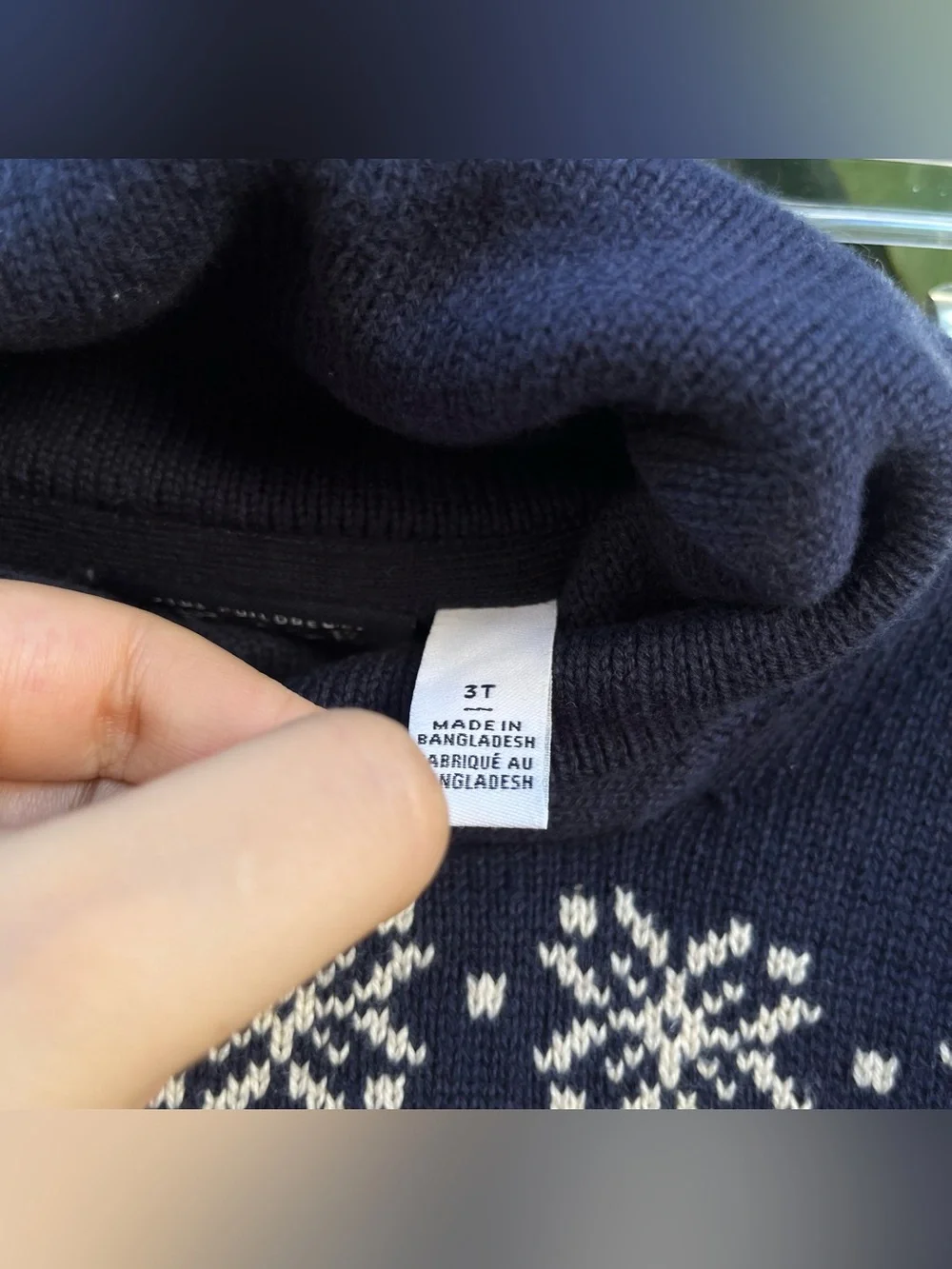 The Children's Place Polar Bear Fair Isle Shawl Sweater In Navy Blue .